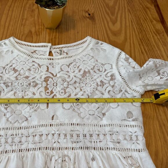 SPELL Clover Lace Blouse Semi Sheer Lattice Trim Crochet Women’s SIZE SMALL - Picture 8 of 12